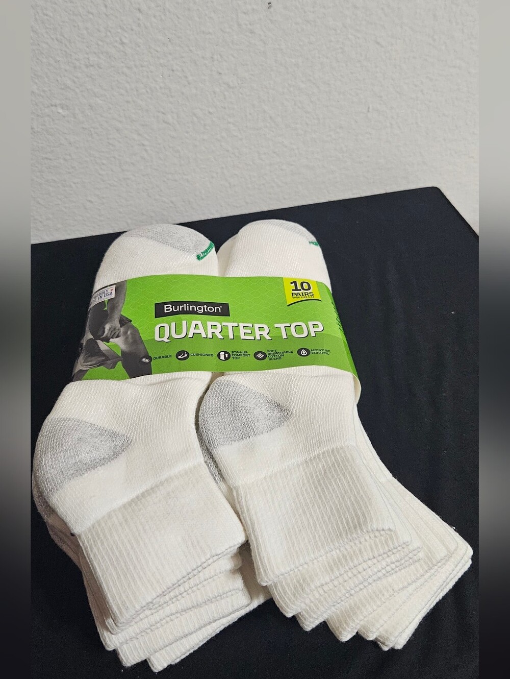 White Quarter Athletic Socks with Gray Heel Accents
